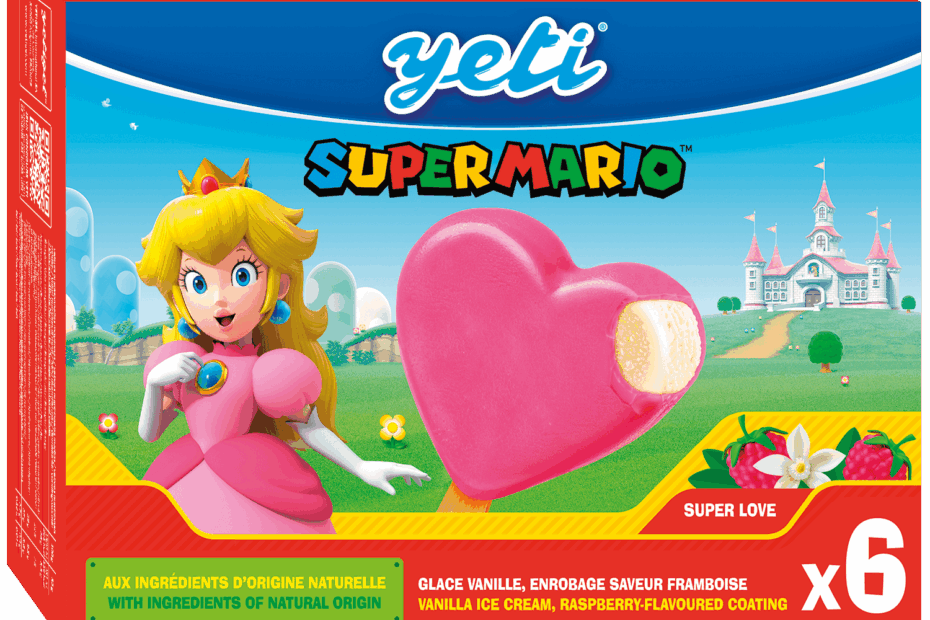 Yeti Super Mario Super Love glace vanille enrobage framboise ice cream vanilla